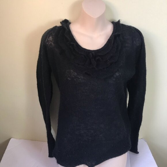 Chiaramente Ruffles Mohair Sweater Crew Neck Cozy Wool Blend Lightweight Knit XL - Picture 1 of 14